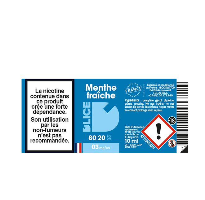 Dessous flacon menthe fraîche